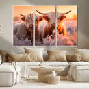Highland Cows at Sunrise Wall Art Canvas Set – Serene and by MyGreatCanvas | Canvas Wall Art Prints | Photo Prints & Wall Decor