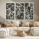 Modern Botanical Wall Art - Floral Black and White Canvas