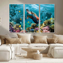 Sea Turtle and Coral Reef Triptych Wall Art – Vibrant by MyGreatCanvas | Canvas Wall Art Prints | Photo Prints & Wall Decor