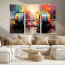 Weightlifting Barbell Art Triptych, Bold Abstract Fitness