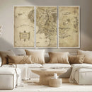 Vintage Middle Earth Map Wall Art Canvas – Lord of the Rings