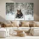 Grizzly Bear Wall Art – Framed Snowy Forest Canvas Artwork, by MyGreatCanvas | Canvas Wall Art Prints | Photo Prints & Wall Decor