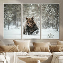 Grizzly Bear Wall Art – Framed Snowy Forest Canvas Artwork, by MyGreatCanvas | Canvas Wall Art Prints | Photo Prints & Wall Decor
