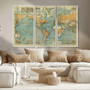 Push Pin World Map Canvas Print – Travel Tracker Wall Art