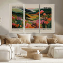 Yayoi Kusama Landscape Canvas Print, Vibrant Floral Mountain