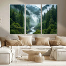 Mountain Forest River Canvas Wall Art Print - Serene Nature