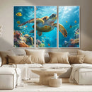 Sea Turtle Underwater Canvas Wall Art Print - Vibrant Ocean