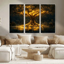 Golden Tree of Life Canvas Wall Art Print - Majestic Glowing