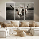 Texas Longhorn Cow Canvas Wall Art Print - Large Rustic