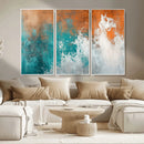 Vintage Abstract Print - Bold Teal and Orange Canvas Wall