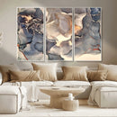 Abstract Blue and Gold Wall Art - Fluid Ink Artwork - Modern