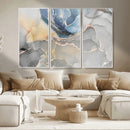 Large Abstract Blue and Gold Canvas Wall Art | Fluid Ink