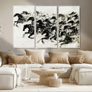 Abstract Horse Wall Art Canvas Print - Dynamic Black Ink