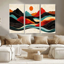 Western Wall Decor - Large Triptych Mountain Canvas - Boho
