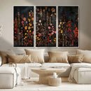 Dark Floral Canvas Wall Art - Moody Botanical Flower Print -
