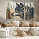 Rustic Wolf Wall Art Canvas Print – Vintage Woodland