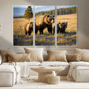 Grizzly Bear Family Wall Art Canvas Print – Majestic