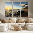 Tropical Beach Wall Art - Stunning Ocean Sunset Canvas Print