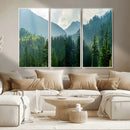 Misty Forest Mountain Wall Art Canvas Print – Framed Serene