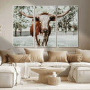 Texas Longhorn Wall Art Canvas Print – Framed Spotted Bull