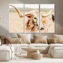Texas Longhorn Wall Art Canvas Print – Framed Spotted Cow