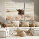 Texas Longhorn Wall Art Canvas Print – Framed Brown Horned