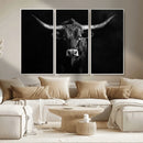 Texas Longhorn Wall Art Canvas Print – Framed Monochrome by MyGreatCanvas | Canvas Wall Art Prints | Photo Prints & Wall Decor
