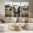 Texas Longhorn Wall Art – Framed Speckled Cow Canvas by MyGreatCanvas | Canvas Wall Art Prints | Photo Prints & Wall Decor