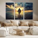 Jesus Walks Wall Art Canvas Print Framed Divine Sunset Art