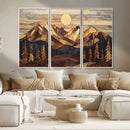 Wood Mountain Landscape Wall Art Canvas Print – Framed