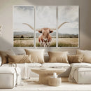 Texas Longhorn Wall Art Canvas Print – Framed Western Cow