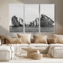 Coastal Wall Art – Framed Black White Ocean Canvas Artwork, by MyGreatCanvas | Canvas Wall Art Prints | Photo Prints & Wall Decor