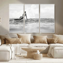 Black and White Surfing Wall Art Canvas Print – Framed Ocean by MyGreatCanvas | Canvas Wall Art Prints | Photo Prints & Wall Decor