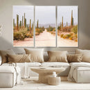 Desert Cactus Lined Road Wall Art Canvas Print – Framed by MyGreatCanvas | Canvas Wall Art Prints | Photo Prints & Wall Decor