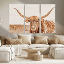 Longhorn Bull Wall Art Canvas Print – Framed Western Cow