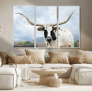 Texas Longhorn Wall Art Canvas Print – Framed Western Rustic