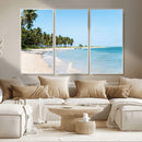 Palm Tree Coast Wall Art Canvas Print – Framed Island Getaway with Crystal Blue Water Scenic Artwork for Home, Office by MyGreatCanvas | Canvas Wall Art Prints | Photo Prints & Wall Decor