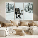 Moose Snow Wall Art Canvas Print – Framed Winter Wildlife