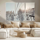 Frosty Pines Wall Art Canvas Print – Framed Cozy Cabin Ski