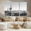 Saguaro Cactus Wall Art Canvas Print – Framed Monochrome