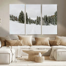 Frosty Pines Wall Art Canvas Print – Framed Silent Snowfall