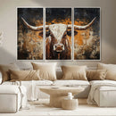 Abstract Longhorn Bull Wall Art Canvas Print – Vintage by MyGreatCanvas | Canvas Wall Art Prints | Photo Prints & Wall Decor