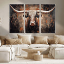 Rustic Longhorn Bull Wall Art Canvas Print – Vintage Western by MyGreatCanvas | Canvas Wall Art Prints | Photo Prints & Wall Decor
