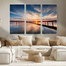Wooden Pier on Seascape and Sunset Wall Art Canvas Print by MyGreatCanvas | Canvas Wall Art Prints | Photo Prints & Wall Decor