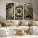 Wooden Ship Wheel Canvas Print, Multi Panel Canvas Wall Art