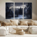 Night Landscape and Trees Wall Art Canvas Print