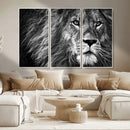 Black and White Lion Canvas Wall Art Print – Wildlife
