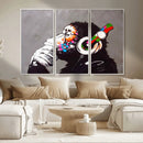 Dj Monkey Listening to Music Wall Art Print | Banksy Monkey by MyGreatCanvas | Canvas Wall Art Prints | Photo Prints & Wall Decor