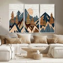 Abstract Wood Panel Effect Mountain Range Top Wall Art