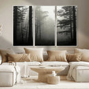 Misty Forest Wall Art Premium Canvas Print a Foggy and